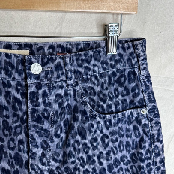 Anthropologie Pilcro Corduroy Bermuda Blue Leopard Print Long Shorts Size 27 - Picture 3 of 9